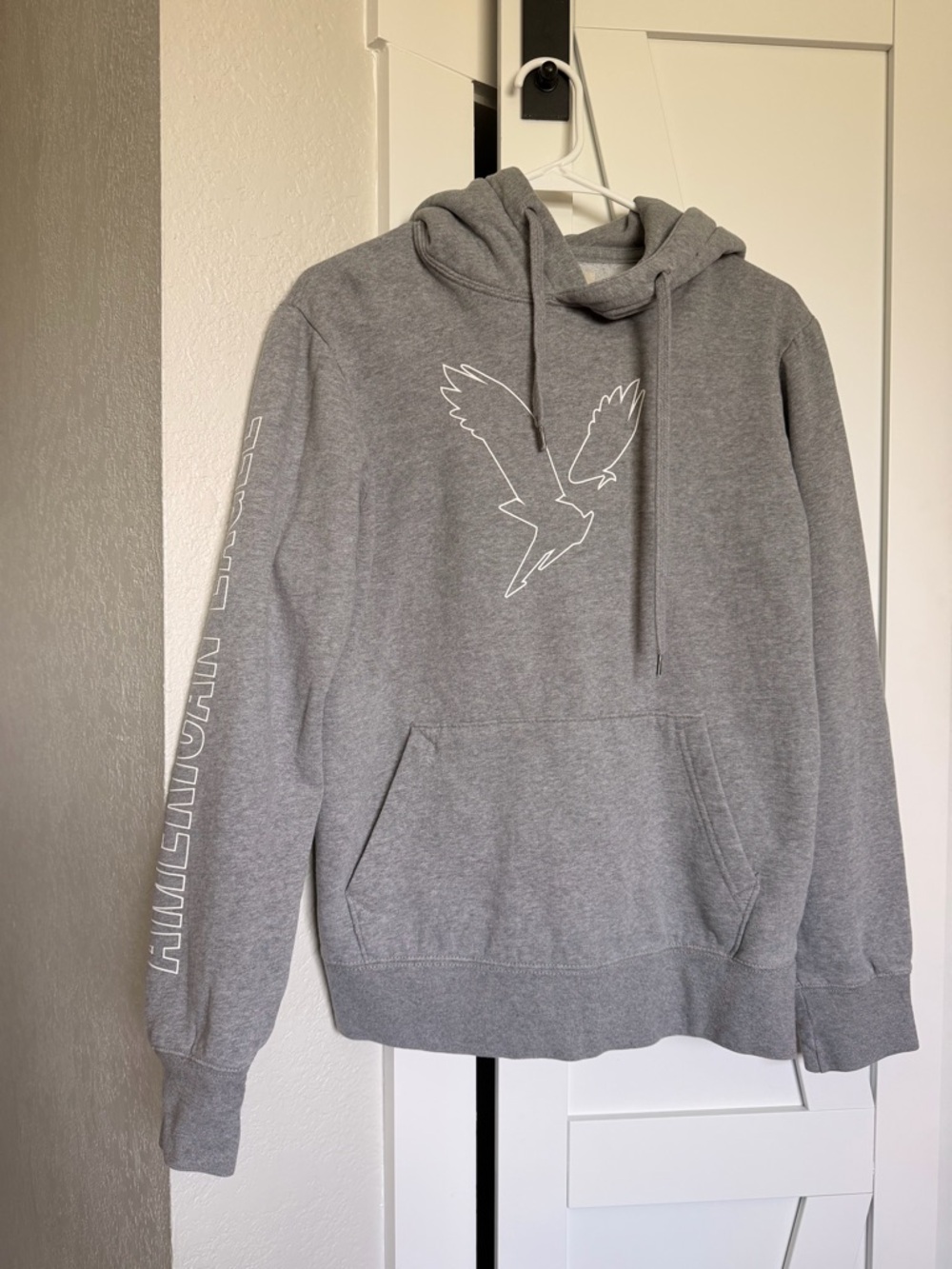 Gray American eagle Hooded Pullover Sweatshirt